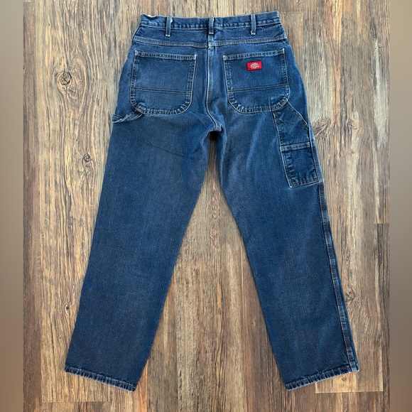 Dickies Carpenter Jeans Mens 32x32 Dark Blue Denim Workwear - Picture 3 of 8